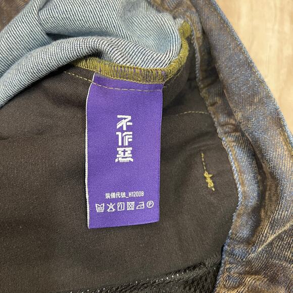 Projectisr XIFHEVIL Layered Paneled Robotic Mens Wide-Leg Jeans Size L (W30 L28) - Picture 13 of 16